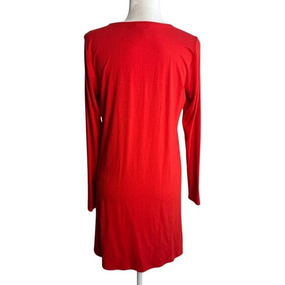 Eileen Fisher Ballet Neck Long Sleeve Tunic Top Mini Dress Red Women's Size S - Picture 7 of 7